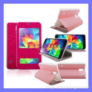 Flip PU Window Leather Case for Samsung Galaxy S5 I9600 (PL-11)